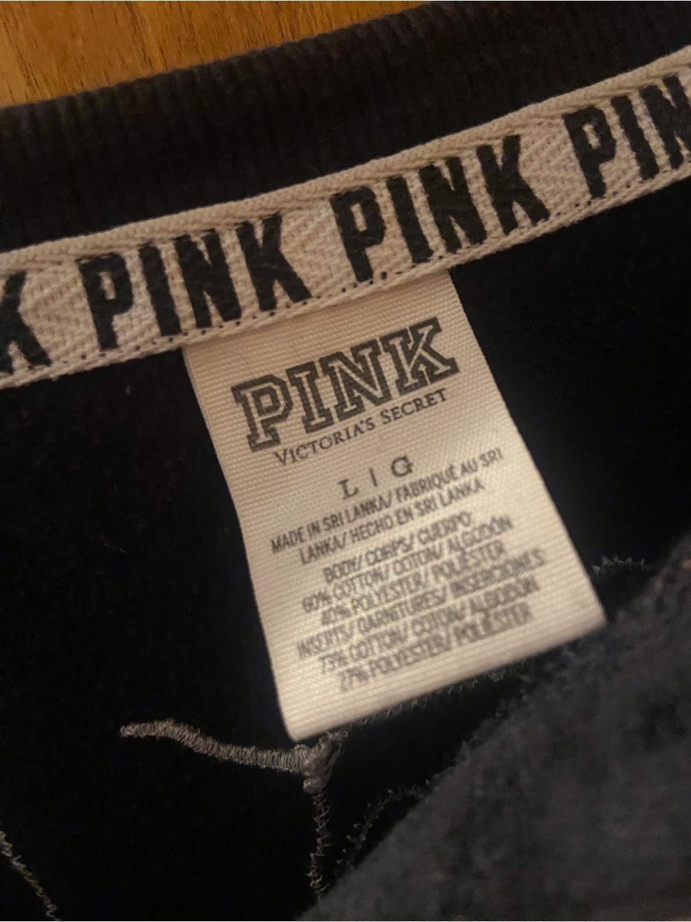 Victoria's Secret Pink Black & Gray Oversized Pullover Sweatshirt Size Large - Picture 2 of 2